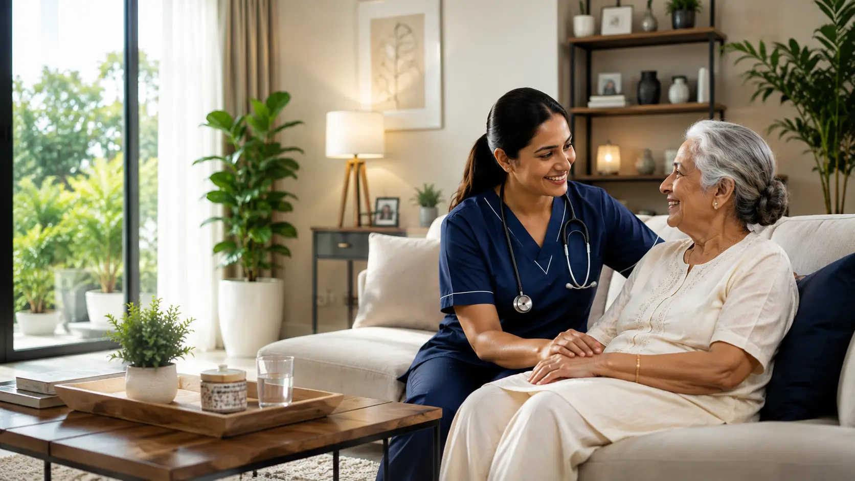 Home Health Care Nurse with Patient in Delhi